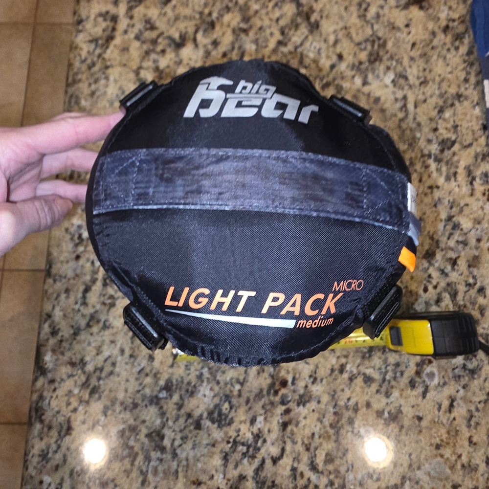 Big Bear Light Pack Micro Medium Mummy Sleeping Bag Black Grey Orange Light Wt.